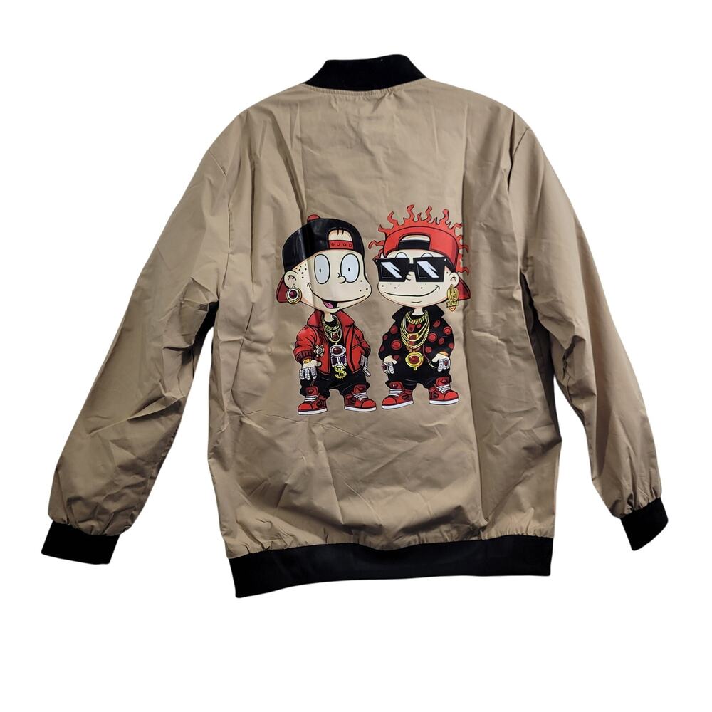 Men's Gold Hip Hop Kids Graphic Print Bomber Jacket Size M 41025-1108 - Picture 6 of 9
